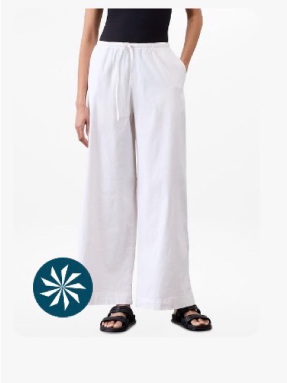 Athleta paradise midrise White Wide-Leg Pants, L petite